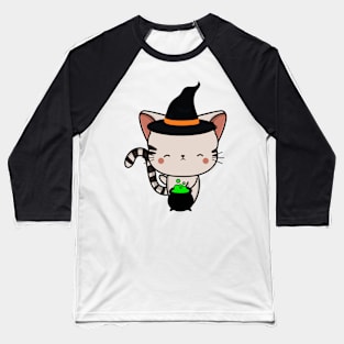 Cute tabby cat is a witch Baseball T-Shirt